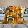 thumbnail image 2 of FUMJ 70s Pattern Retro Inustrial in Orange and Brown Tones Flannel Blanket Lightweight Cozy Bed Soft Throw Blanket Fit Couch Sofa for for Home Bedding Living Room Traveling Camping, 2 of 6