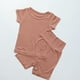 thumbnail image 5 of Odeerbi 6M-7Y Conjunto de Pijama de Verano Para Niños Y Niñas de Punto Elástico Con Camiseta de Manga Corta Y Pantalón Corto de Cintura Alta Conjunto de Pijama de Dos Piezas, 5 of 5