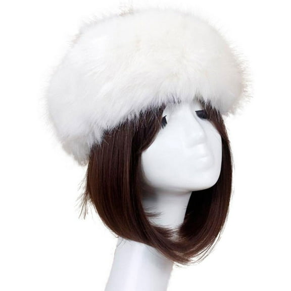 WMTBSRSW Women's Russian Hat Plush Fleece Hat Fashion Winter Faux Fur Hats for Women Warm Russian Cossack Style Hat for Ladies