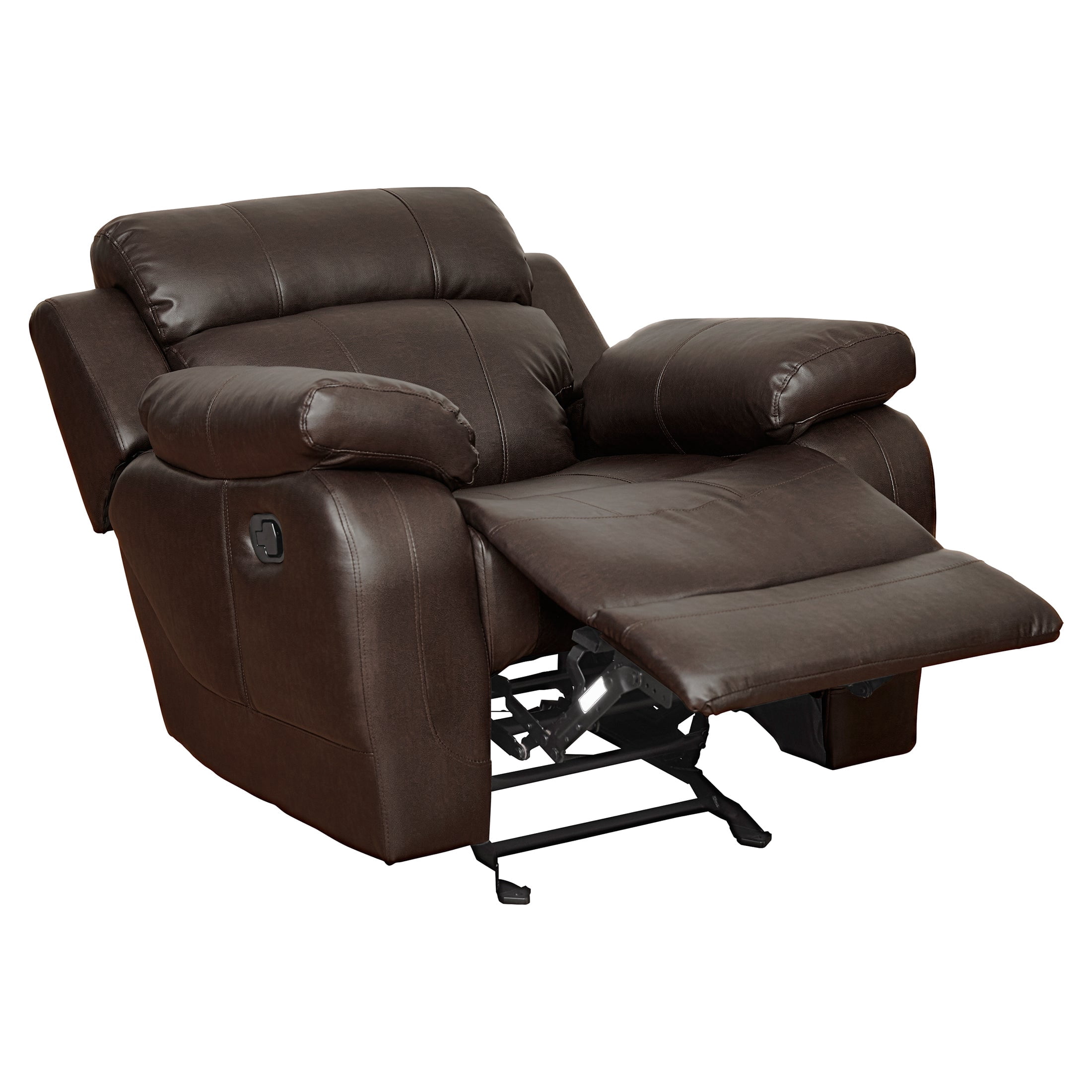 OakvillePark Holverson Faux Leather Upholstered Glider Reclining Chair, Brown