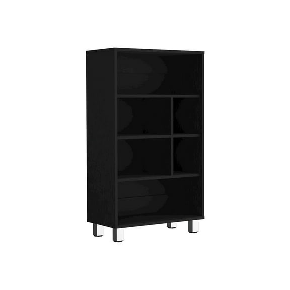 Depot E-Shop Akiak Bookcase, 6 shelves, 4 legs, Black