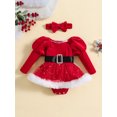 thumbnail image 3 of Elippeo Baby Girls Rompers Dress Christmas Clothes 3M 6M 12M 18M Patchwork Sequins Stars Moon Skirt Hem Long Sleeve Toddler Bodysuits with Headband, 3 of 10