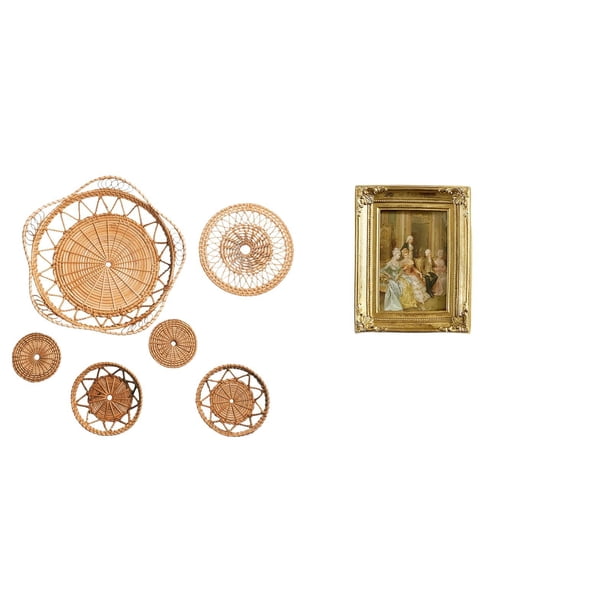 Manualidades de pared,Decoración para colgar en la pared,ratán artesanal tejido,Juego de decoración de pared Adorno decorativo para colgar en la pared,Marco de fotos,Soporte para marco de