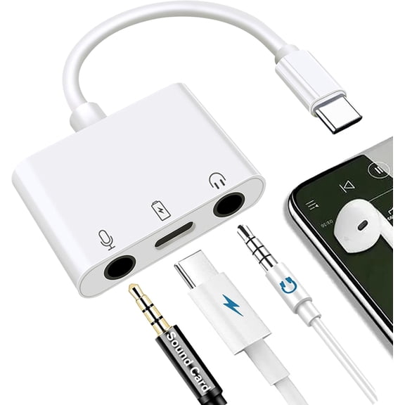 NEOFDC USB C to Microphone Adapter for Live-Streaming Type C to Microphone & 3.5mm Headphone Adapter with Charging Port USB C Audio & MIC Splitter Compatible for iPhone 16/17 iPad Pro/Galaxy 25