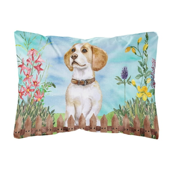 Carolines Treasures CK1248PW1216 Beagle Spring Canvas Fabric Decorative Pillow  12H x16W multicolor