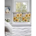 thumbnail image 3 of Farm Flowers 2 Panel Kitchen Curtains for Small Windows, Retro Sunflowers Barn Doors Butterfly Wood Board Bathroom Tier Curtain, Short Window Treatment for Bedroom/Living Room 55"x36", 3 of 6