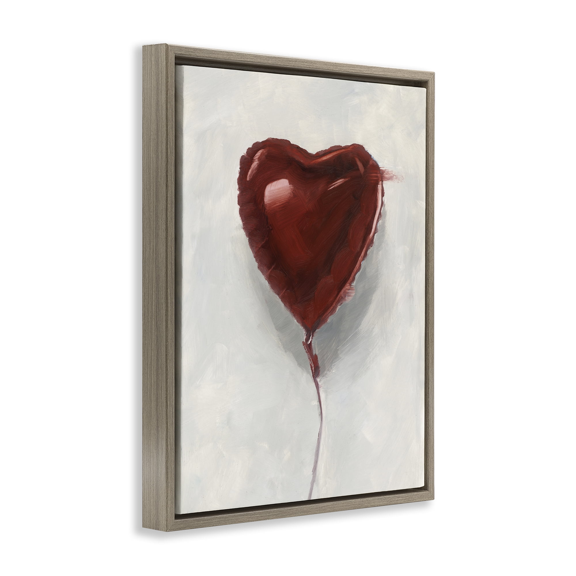 Stupell Industries Heart Shaped Balloon Brown Framed Floater Canvas Wall Art, design by Ethan Harper