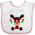 thumbnail image 3 of Inktastic Cute Flannel Reindeer with Christmas Bulbs and Snowflakes Boys or Girls Baby Bib, 3 of 4