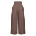 thumbnail image 4 of Gubotare Women High Waist Casual Wide Leg Long Pants Trousers (Brown,XXL), 4 of 5