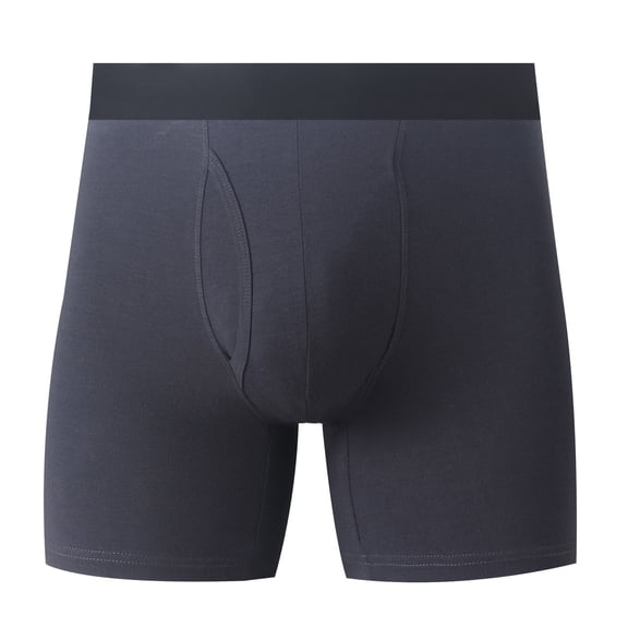 Fewfanhot Men's Basic Boxer Briefs with Fly Pouch, Soft Stretchy Cotton Underwear Comfortable Short Leg Trunks for Daily & Sports Wear, Multi-Color