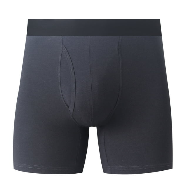 Men's Cotton Boxers, Soft Breathable Boxer Shorts with Open Fly Design, Solid Color Underwear for Men, Comfortable Fit for Daily Wear