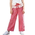 thumbnail image 2 of ATOGUTA Girls Lounge Pants Wide Leg School Uniform Pants Kids Elastic Waist Flowy Summer Beach Lounge Trousers with Pockets Size 1T-11, Red, 2 of 7