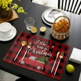 thumbnail image 4 of Christmas Placemats Set of 6 Red Truck Buffalo Plaid Checkered Table Mats for Dining Table, Christmas Table Decoration Holiday Place Mat Banquet Kitchen Dining Non Slip Washable, 4 of 6