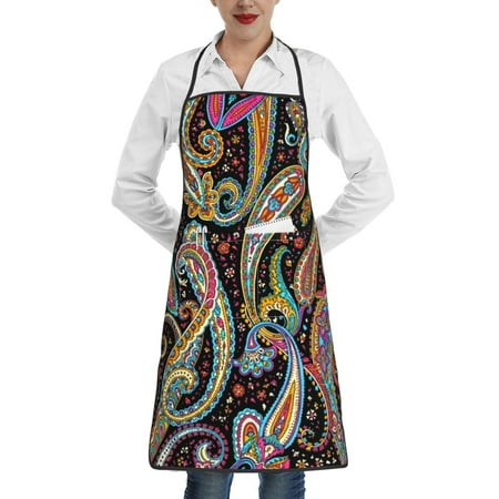 

Sikiie Watercolor Romantic Paisley Aprons for Kitchen Cooking Aprons Chef Apron for Men Women Chef