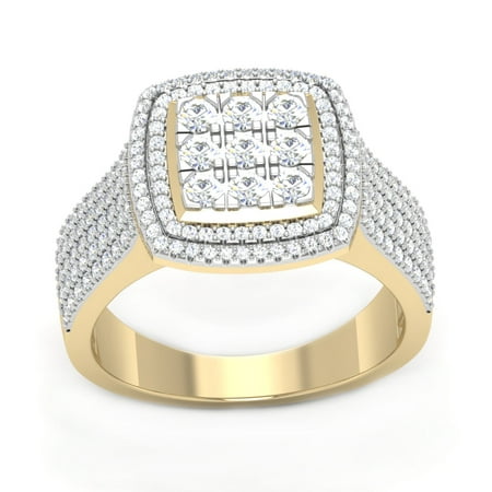 10K Yellow Gold 1 Ct Round Cut Natural Diamond Halo Engagement Ring I2