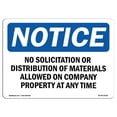 thumbnail image 1 of SignMission OS-NS-A-1218-L-16195 12 x 18 in. OSHA Notice Sign - Notice No Solicitation or Distribution, 1 of 1