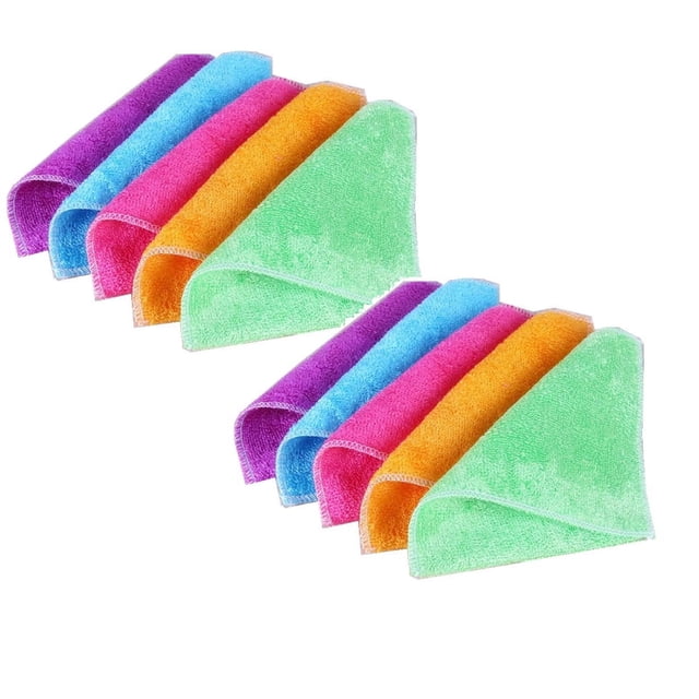 Oleegame 2PC Ten Dollar Items 5pc Kitchen Cloth Colored Fiber Small Square Towel Oil Dishwashing Towel Thickened Cleaning Towel Dishwashing Cloth Pink