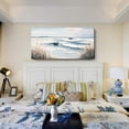 thumbnail image 6 of Canvas Wall Art Beach Décor Wall Picture Rustic Coastal Sand Canvas Print Ocean Nautical Painting Seascape Sea Bird Vintage Ship Boat Artwork for Seaside Living Room Bedroom Bathroom Decor Blue Large, 6 of 9