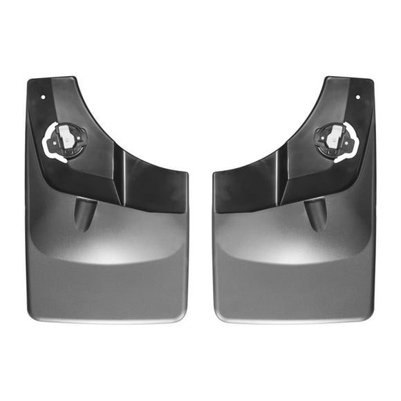 Fits 2015-2020 Ford F-150 Weathertech Mud Flap 120044 Direct-Fit; Set of 2; Contoured; Without Logo; Black; Thermoplastic; QuickTurn Fastening System