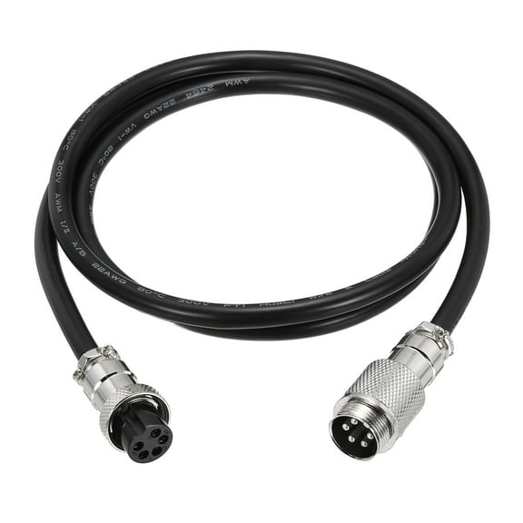 Uxcell 3.3ft GX16 5 Pin Cable Male to Female Head Aviation Cordset 22AWG, Black