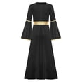 thumbnail image 4 of Aislor Girls Praise Dance Dress Liturgical Worship Metallic Patchwork Bell Long Gown Church Dancewear Black 8, 4 of 7