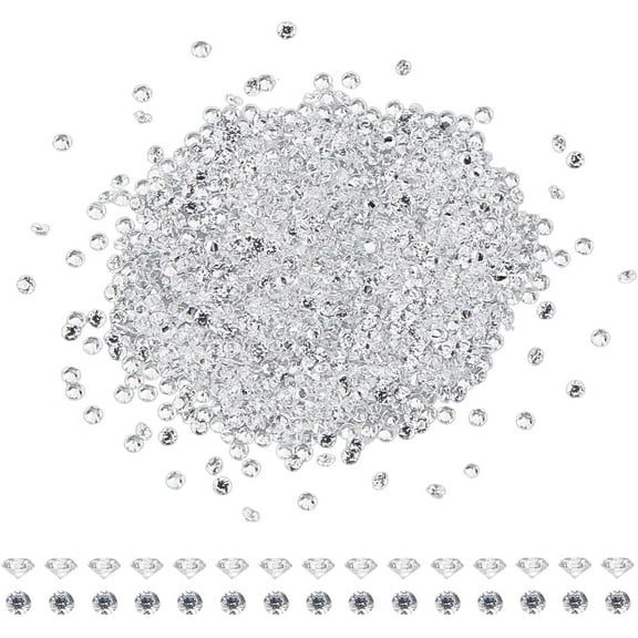 1000Pcs Clear Cubic Zirconia Round CZ Stones Faceted Pointed Back Cabochons Small Loose Diamond Gemstone for Nail Art Craft Jewelry Making