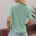 thumbnail image 6 of Perfectbot Sweater for Women V Neck Short Sleeve Crochet Tops Casual Loose Curved Hem Blouse, 6 of 8