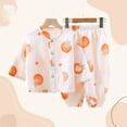 thumbnail image 4 of Baby Boy Pajamas Cotton Gauze Long Sleeve Top and Pants Lightweight Summer Home Set Baby Clothes for Girls Orange 12-18 Months, 4 of 4