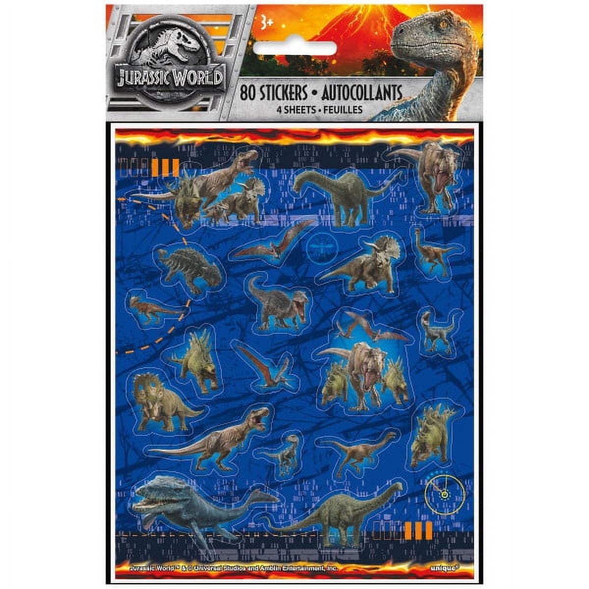 Jurassic World Birthday Party Supplies Favor Bundle Pack includes 8 Loot Bags, 8 Rubber Bracelets, 24 Tattoos, 160 Stickers, 1 Dinosaur Sticker Sheet