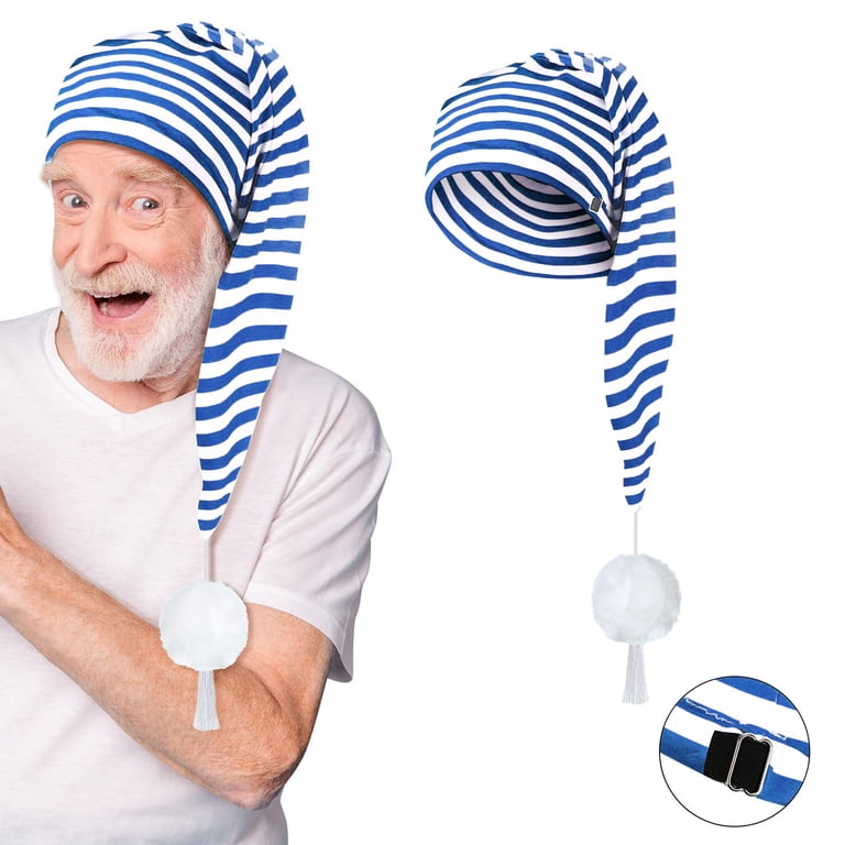 JIKNTTR Long Christmas Sleeping Night Cap Women Men Striped