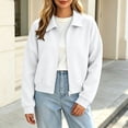 thumbnail image 6 of Mifsaly Womens Cropped Bomber Jackets Zip Up Collared Sweatshirts Jacket Fall Winter Fashion Going Out Athletic Outerwear with Pockets, 6 of 8
