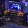 thumbnail image 4 of edx Small Desk with Fabric Drawers & Storage Shelves, 48 Inch Computer Desk Modern Writing Desk Study Table for Home Office, Brown Rust, 4 of 8