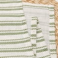 thumbnail image 6 of Hiasan 42 x 18 Inch Kitchen Valance, Thick Textured Linen Striped Window Valance Curtain, Rod Pocket Farmhouse Light Filtering Valance Curtain, Vertical Striped Green, 1 Panel, 6 of 9