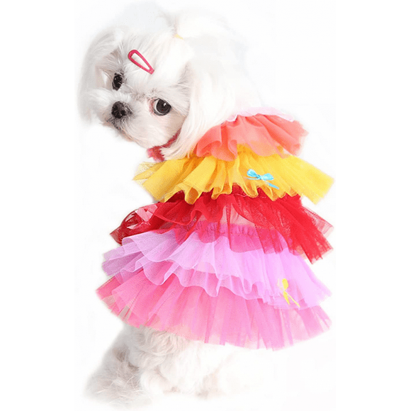 Dog Princess Dress, Cat Cake Dress Breathable Mesh Cute Pet Clothes Soft Dog Dress Shirt Summer Puppy Dress Cat Puppy Girl (S Size)