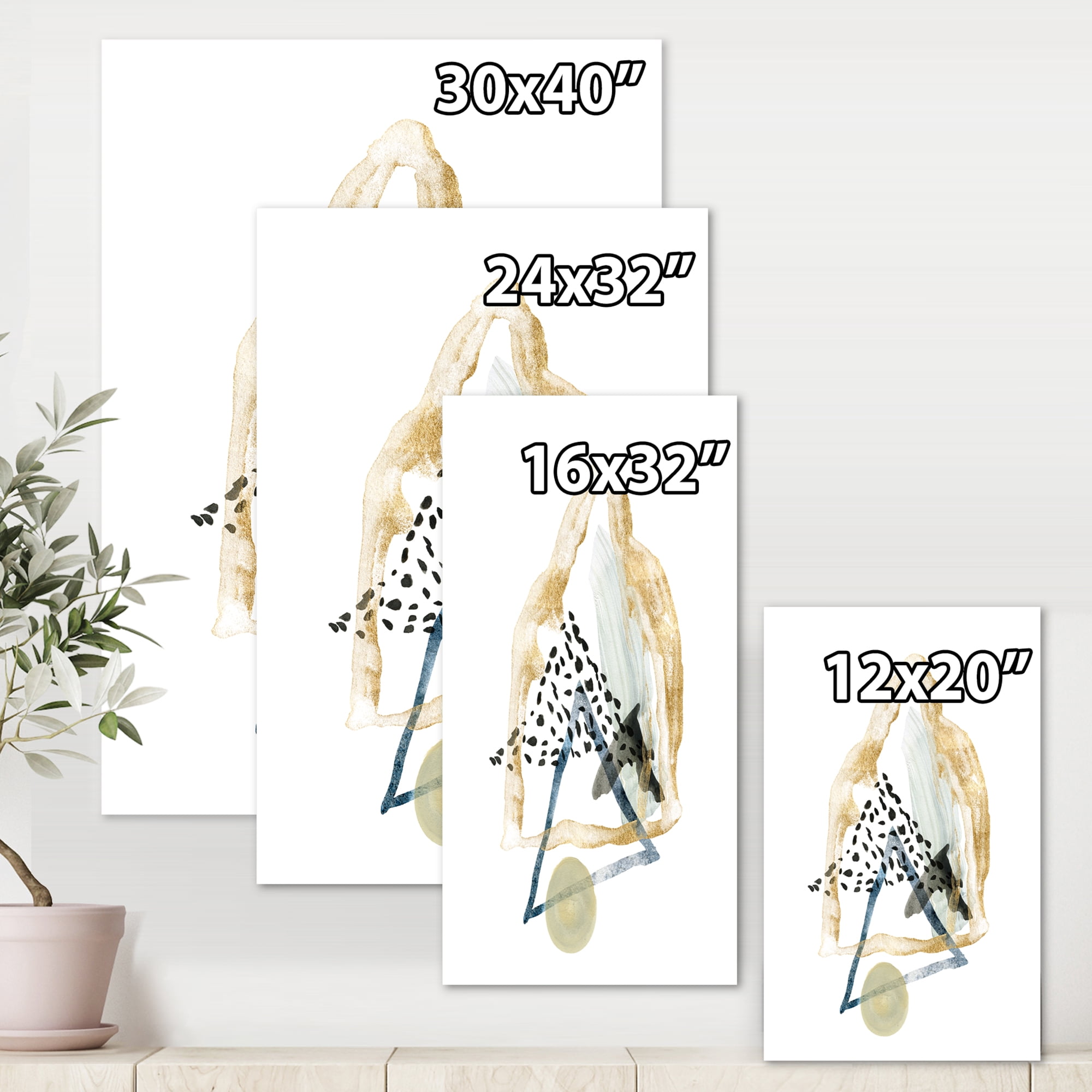 Designart ' Minimalistic Landscape of Moon With Mountains I ' Modern Canvas Wall Art Print
