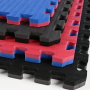 FlooringInc 7/8 Thick Tatami Excersise, Yoga, Fintness & MMA Mats, 2 Tiles, 3x3, 18 sqft, Red/Blue