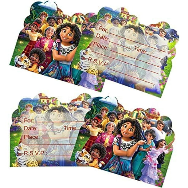 Lot de 20 cartes d'invitation de fête d'anniversaire Encanto, fournitures  de fête d'anniversaire Encanto pour fête d'anniversaire d'enfants,  décoration de fête (11,4 x 14,5 cm) style carte postale. 