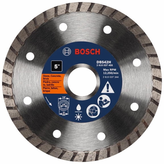 Bosch 5 Inch Premium Turbo Rim Diamond Blade For Smooth Cuts On Stone And Masonry