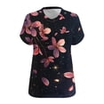 thumbnail image 5 of Women's Plus Size Shirts Casual Blouses Top V-Neck Fashion Floral Print Short Sleeve T-shirt Summer Loose Breathable Oversized Pullover Tops Print 03 4XL, 5 of 5