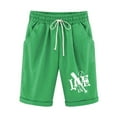 thumbnail image 4 of LEBONYARD Women's Shorts Wide Leg,Women's Shorts for a Casual Stroll,Women's Shorts Cotton and Linen Fashionable Printing Elastic Waist 5-inch Pants Drawstring 5-inch Shorts Green L, 4 of 4