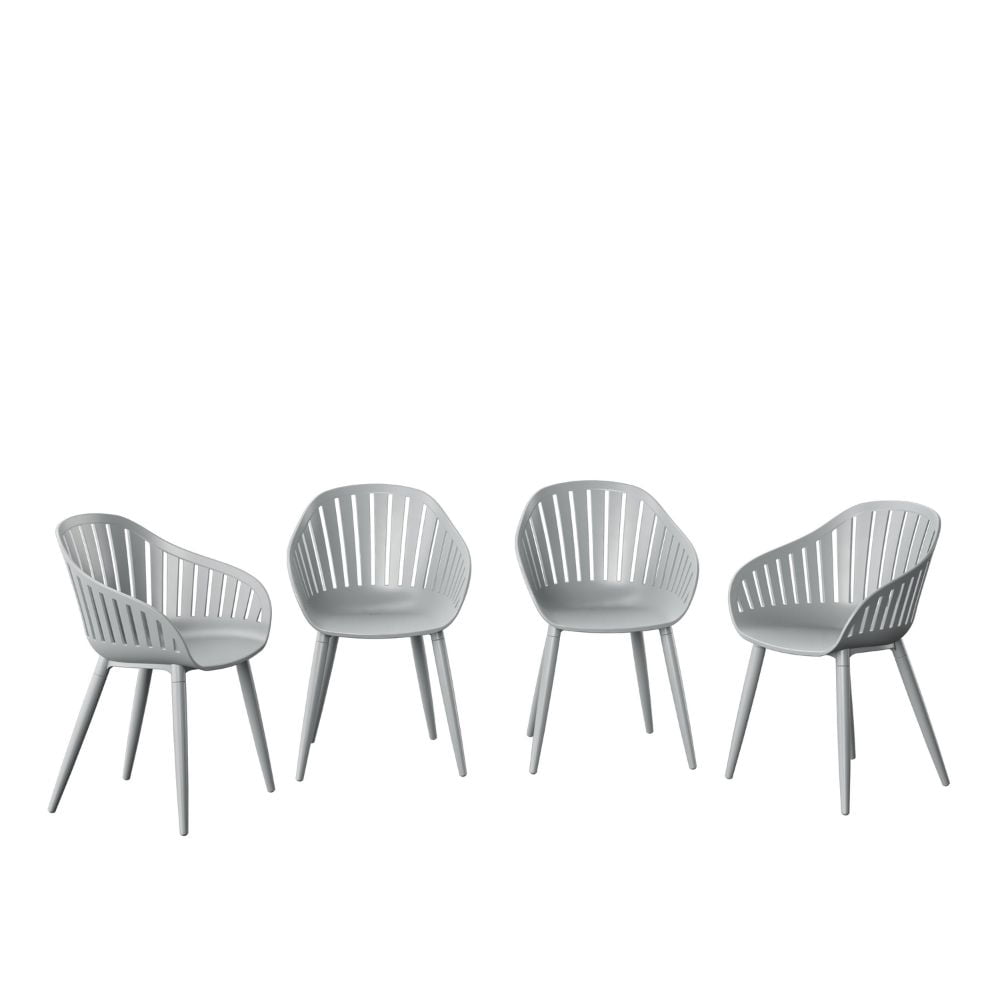 Amazonia Paraty 9-Piece Patio Dining Table Set, Eucalyptus Wood & Aluminum, Ideal for Outdoors and Indoors, Grey
