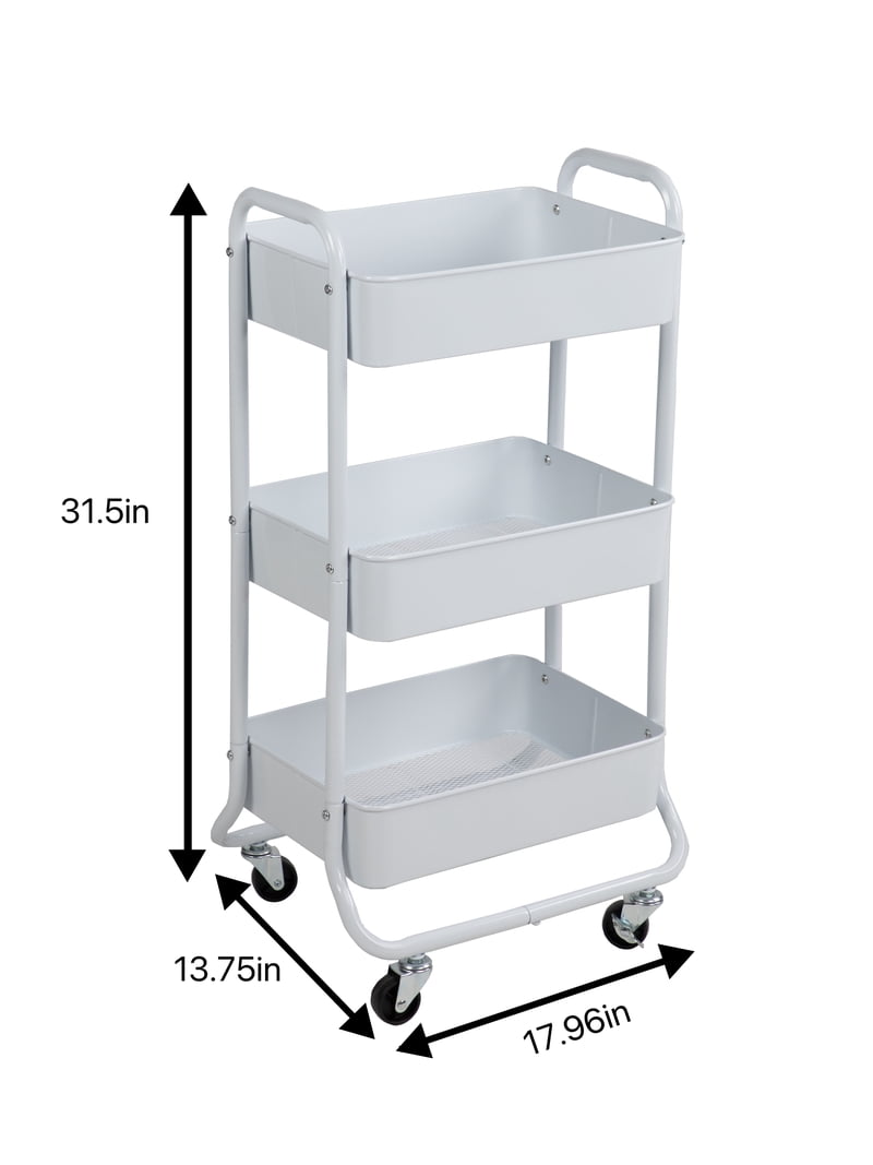 Mainstays Metal Frame Laundry Basket Sorter, 3-Tier, Arctic White