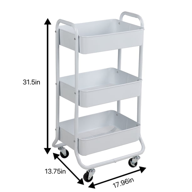 Mainstays Metal Frame Laundry Basket Sorter, 3-Tier, Arctic White