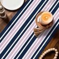 thumbnail image 4 of Table Runners 60 Inches Long, Navy Blue Pink Striped Cotton Linen Kitchen Dining Coffee Table Runner for Party Home Decor, Gradient Horizontal Lines Tabletop Dresser Scarves Runner Decor 13x60 Inch, 4 of 9