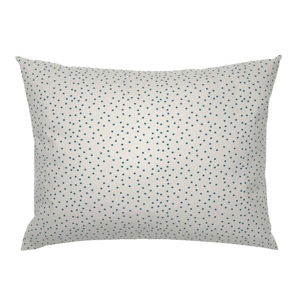 Navy Blue Polka Dots Cream Pillow Sham by Roostery