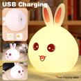 thumbnail image 2 of Luz de noche LED recargable, lámpara colorida de conejo lindo, lámpara de golpeteo, alimentación nocturna, dormitorio de bebé y regalo de Navidad para niños, 2 of 5
