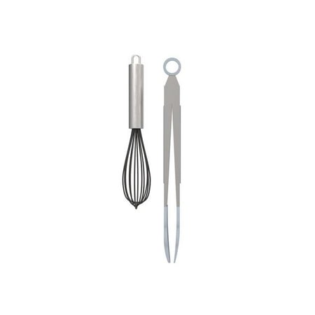 

Silver Silicone & Stainless Steel Whisk Tong Set