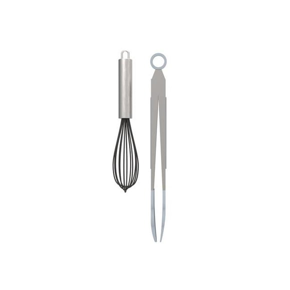 Core Home 6012642 Silver Silicone & Stainless Steel Whisk Tong Set