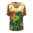 thumbnail image 1 of Hauts à Manches Courtes Imprimés Col en V pour Femmes Grande Taille T-Shirt Blouse, 1 of 4