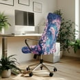 thumbnail image 3 of FKELYI Office Chair Cover Stretch Fabric Computer Chair Slipcover Washable Swivel Rotating Boss Chair Protector for Armchair Home Decoration, Cherry Floral Pink Dolphin Print, Small, 3 of 6